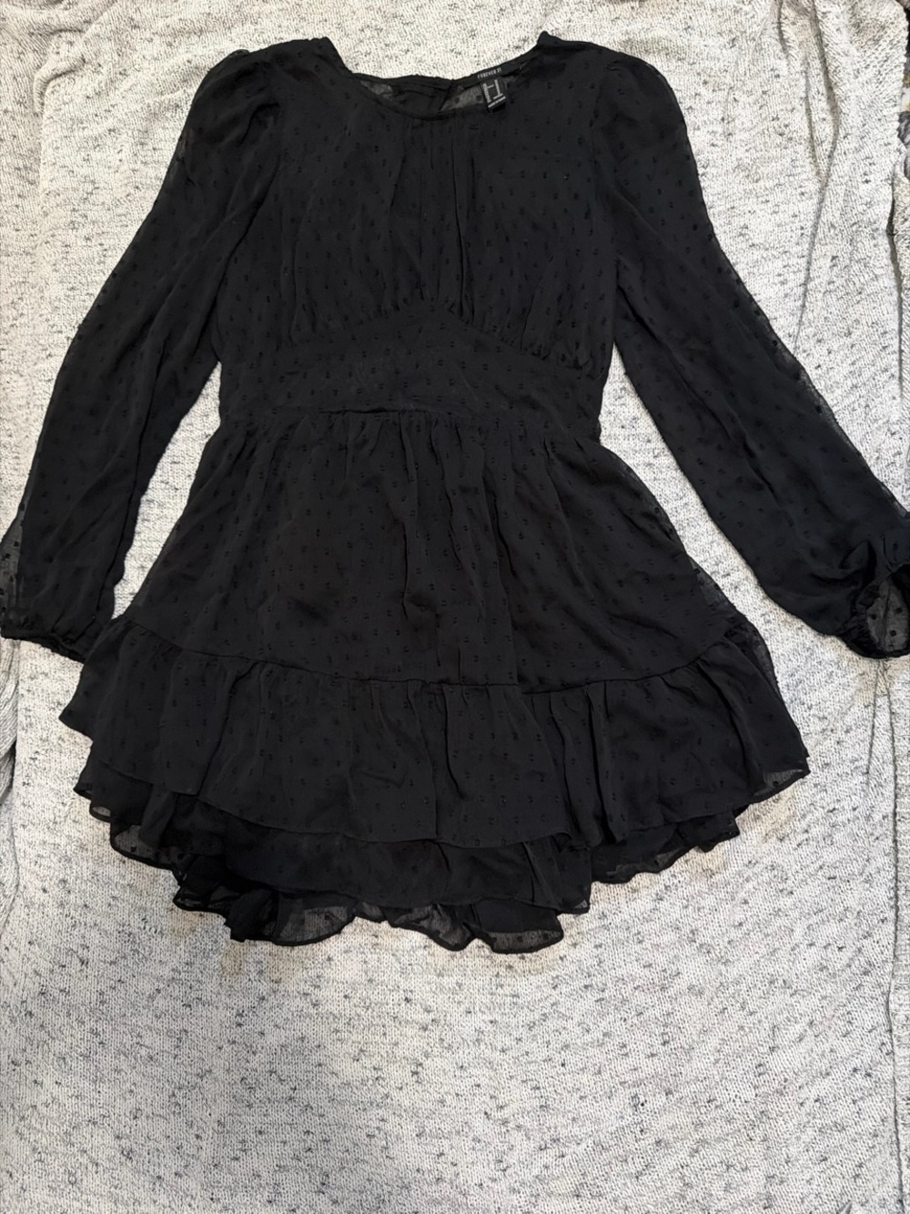 Forever 21 Black Long-Sleeve Ruffle Tunic